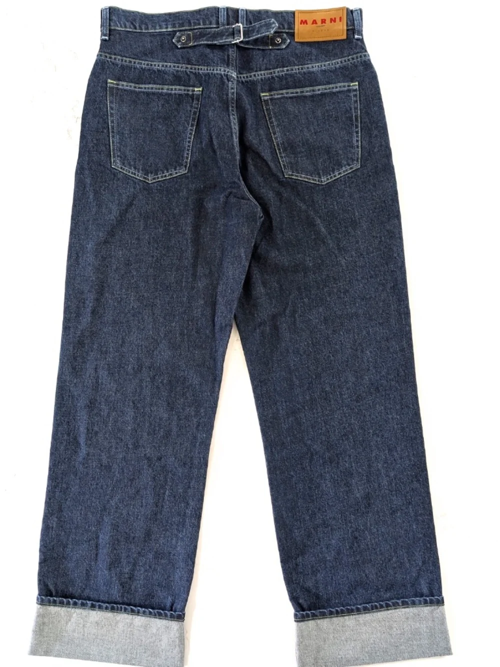 MARNI Wide Leg Denim Trousers Size 34 Blublack Unwashed Rigid contrast embroided